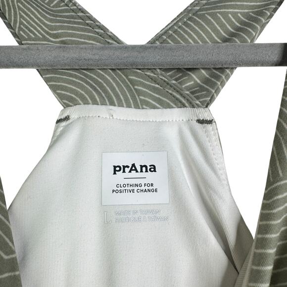 Prana Kamen Dress Green Striped Sleeveless Tank Racerback Stretchy Dress Large L - Picture 6 of 15